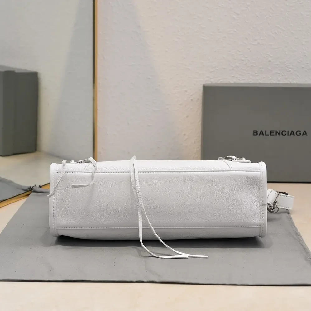 Balenciaga Le City Medium Bag in Optic White Arena Lambskin for Women Balenciaga Le City Medium Bag in Optic White Arena Lambskin for Women