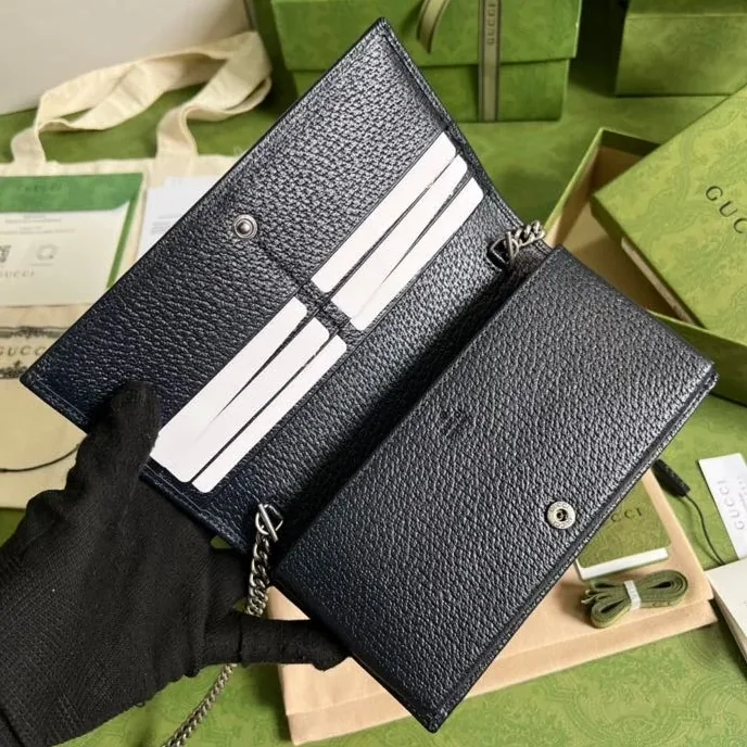 Gucci Horsebit 1955 Wallet With Chain Beige And Blue / Gucci Horsebit 1955 Wallet With Chain Beige And Blue /