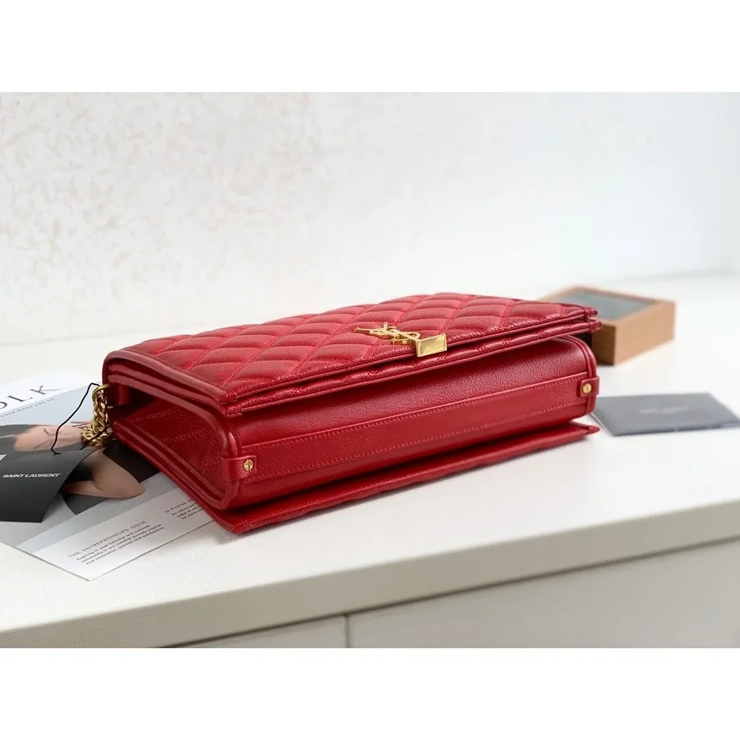 Saint Laurent Becky Small Shoulder Bag Red in YSL Saint Laurent Becky Small Shoulder Bag Red in YSL