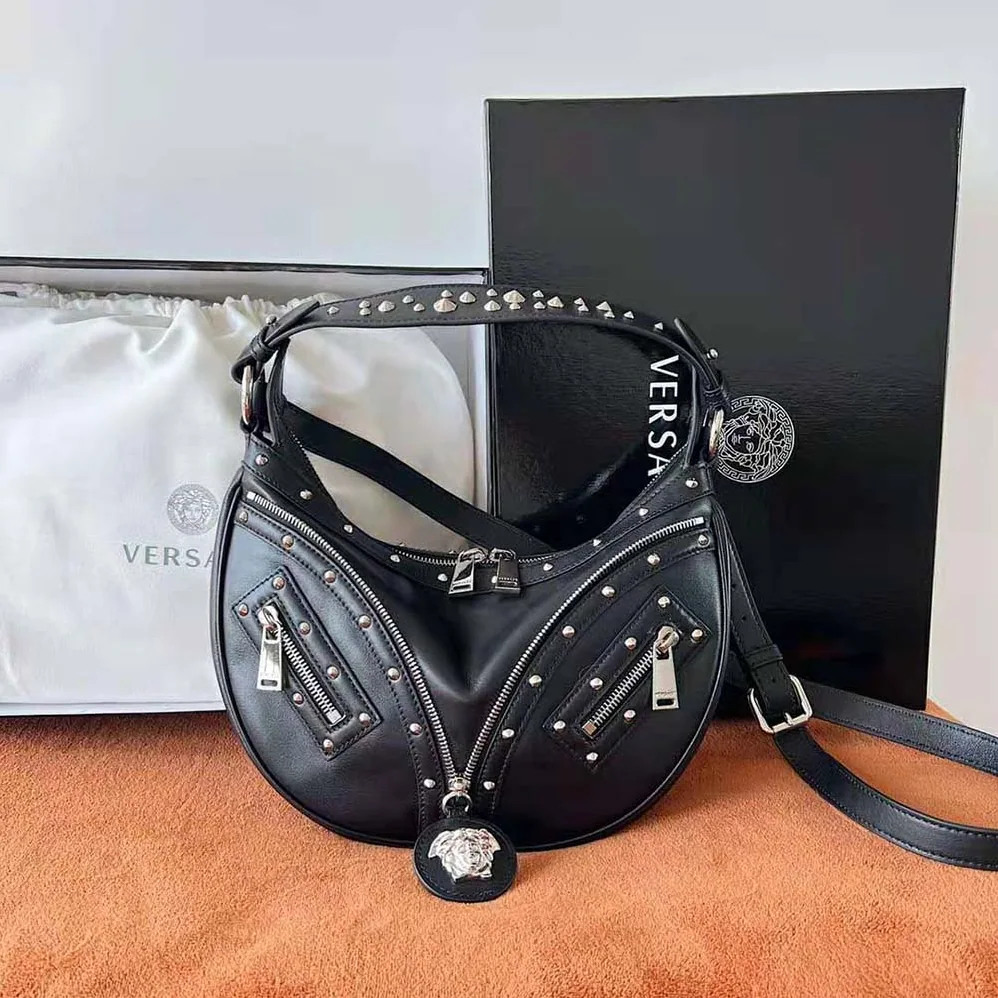 Versace Repeat Small Hobo Bag for Women in Black Versace Repeat Small Hobo Bag for Women in Black