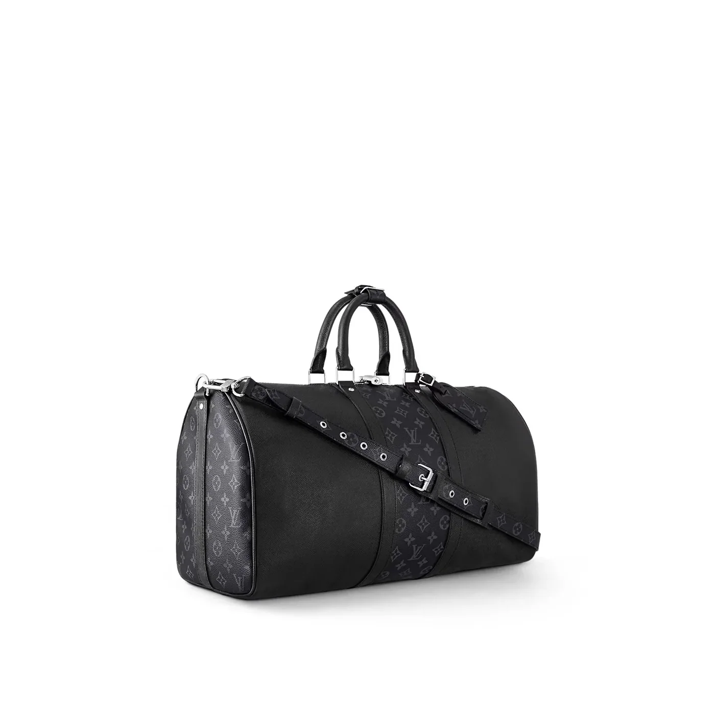 Louis Vuitton Keepall Bandouliere 25 Travel Bag in Black Silver Hardware Louis Vuitton Keepall Bandouliere 25 Travel Bag in Black Silver Hardware