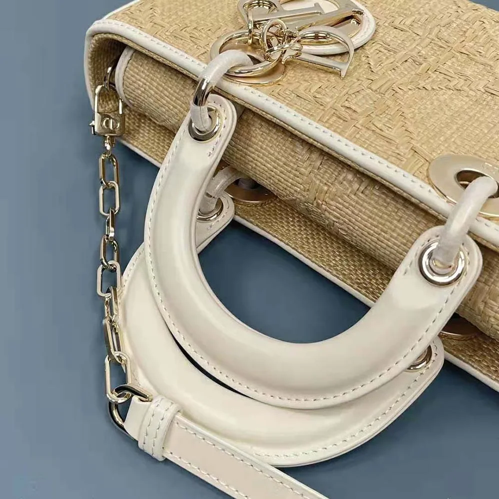 Dior Small Lady D-joy Bag Natural Macrocannage Raffia for Women
