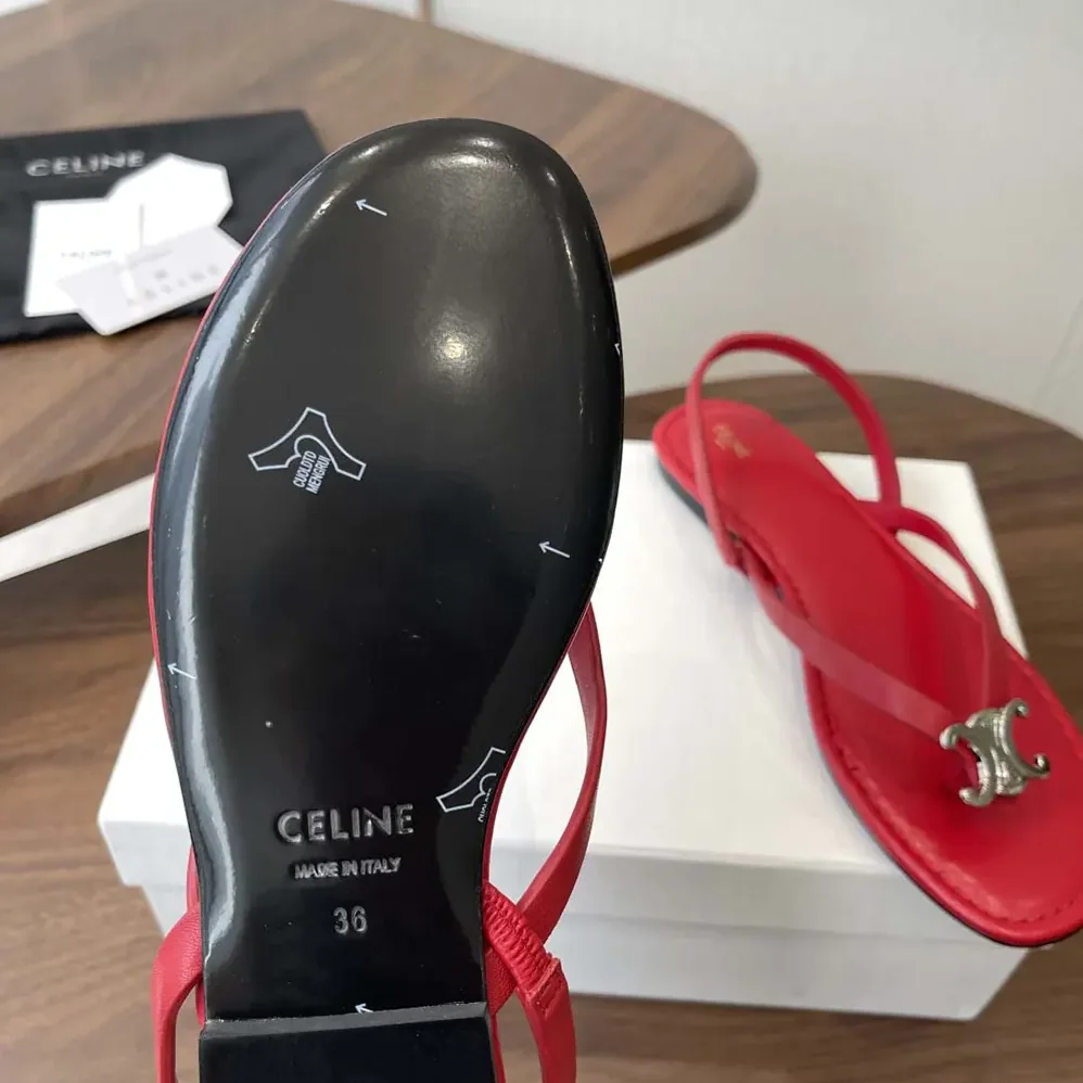 Celine Biki Sandal in Calfskin for Women in Red Celine Biki Sandal in Calfskin for Women in Red