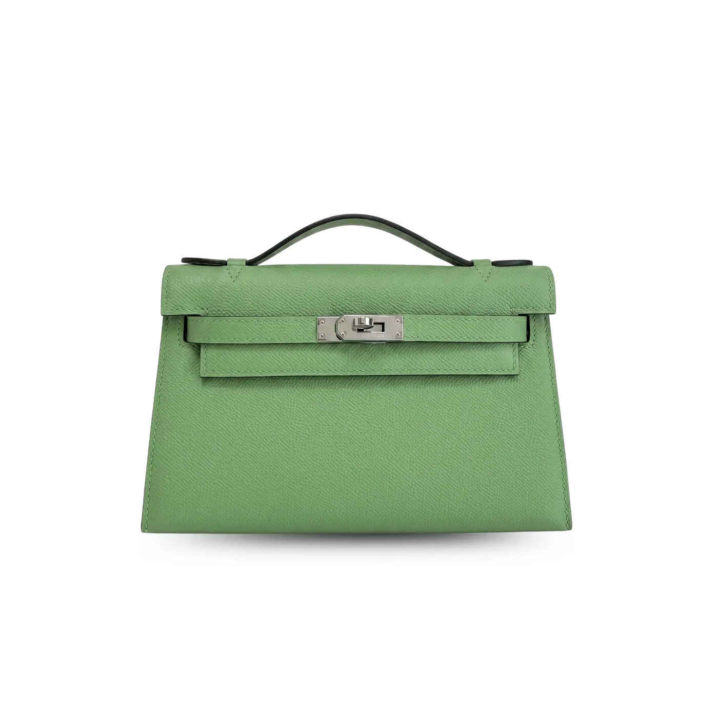 Hermes Kelly Pochette Top Handle Bag in Green Epsom Palladium Hardware