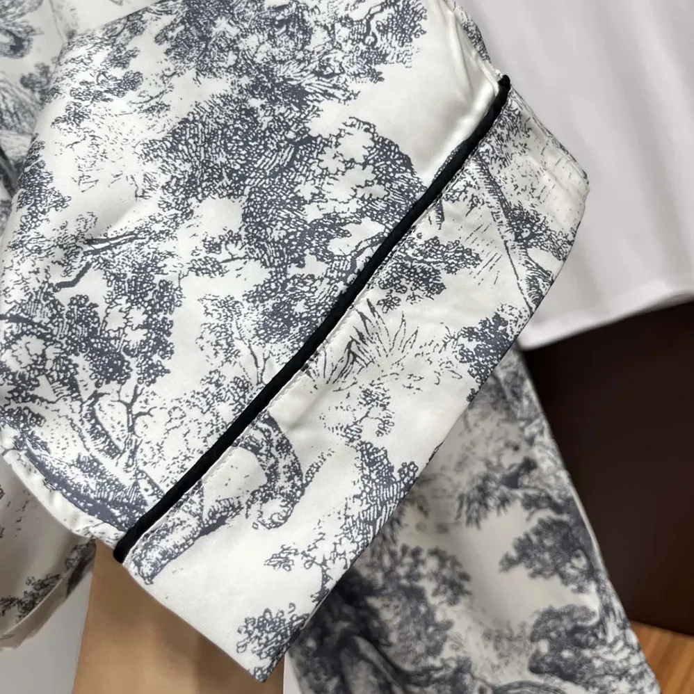 Dior Chez Moi Short for Women in Sleeved Silk Pajama Set
