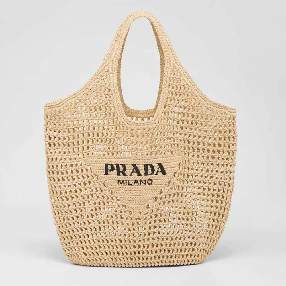 Prada Raffia Tote Bag with a Soft for Women in Natural Prada Raffia Tote Bag with a Soft for Women in Natural