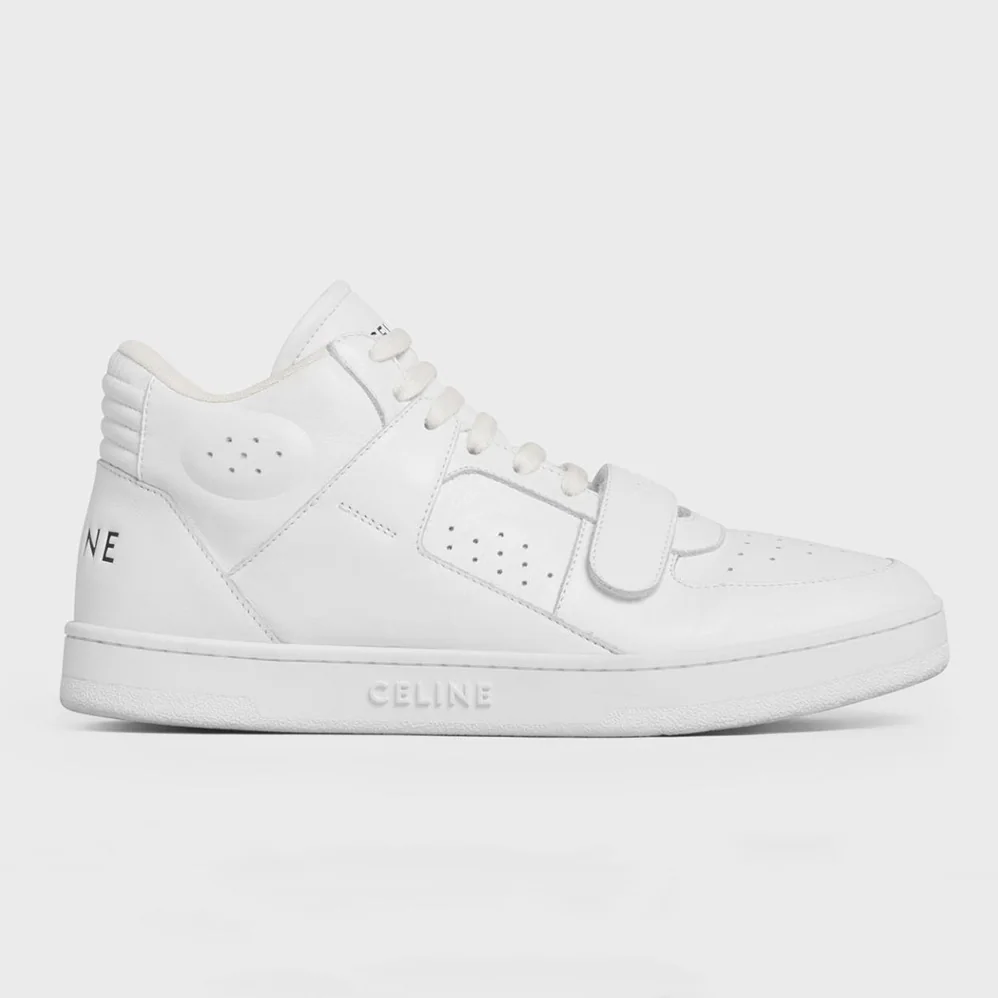 Celine CT-02 Mid Sneaker with Scratch in Calfskin for Women in White Celine CT-02 Mid Sneaker with Scratch in Calfskin for Women in White