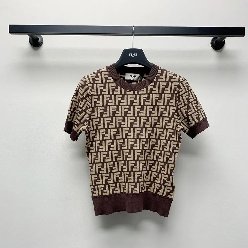 Fendi Sweater Brown FF Cotton for Women Fendi Sweater Brown FF Cotton for Women