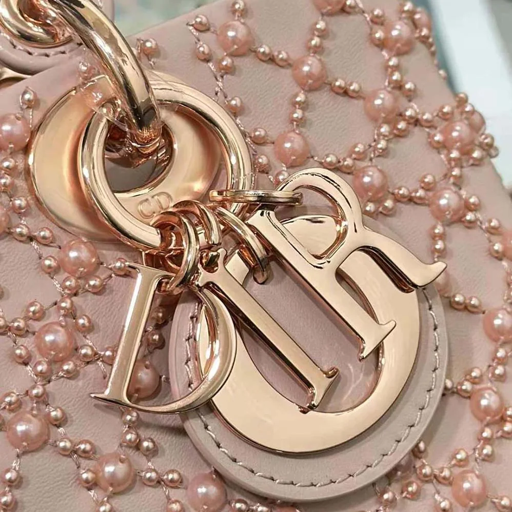Dior Small Lady D-joy Bag Rose Des Vents Cannage Calfskin Embroidered with Resin Pearls for Women Dior Small Lady D-joy Bag Rose Des Vents Cannage Calfskin Embroidered with Resin Pearls for Women