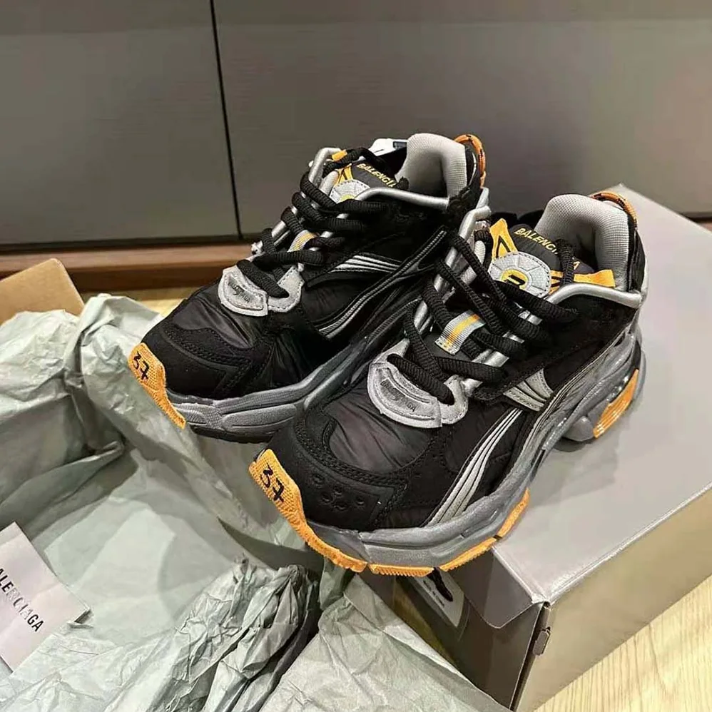 Balenciaga Runner Sneaker in Black/Grey/Neon Orange Nylon and Suede for Unisex in like Fabric Balenciaga Runner Sneaker in Black/Grey/Neon Orange Nylon and Suede for Unisex in like Fabric