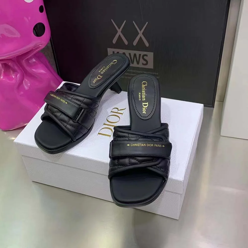 Dior Dio(r)evolution Heeled Slide Black Quilted Cannage Calfskin for Women Dior Dio(r)evolution Heeled Slide Black Quilted Cannage Calfskin for Women