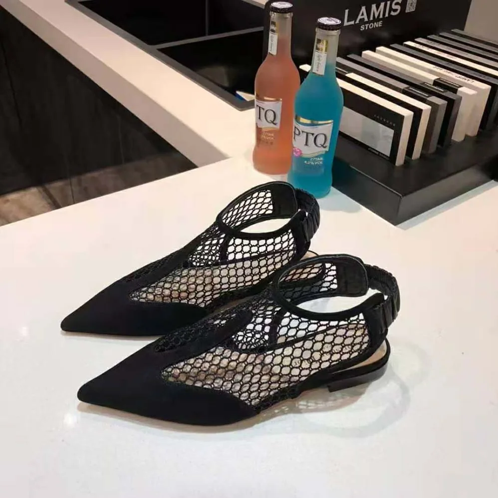 Dior Dior-I Ballerina Flat Black Suede Calfskin Mesh for Women