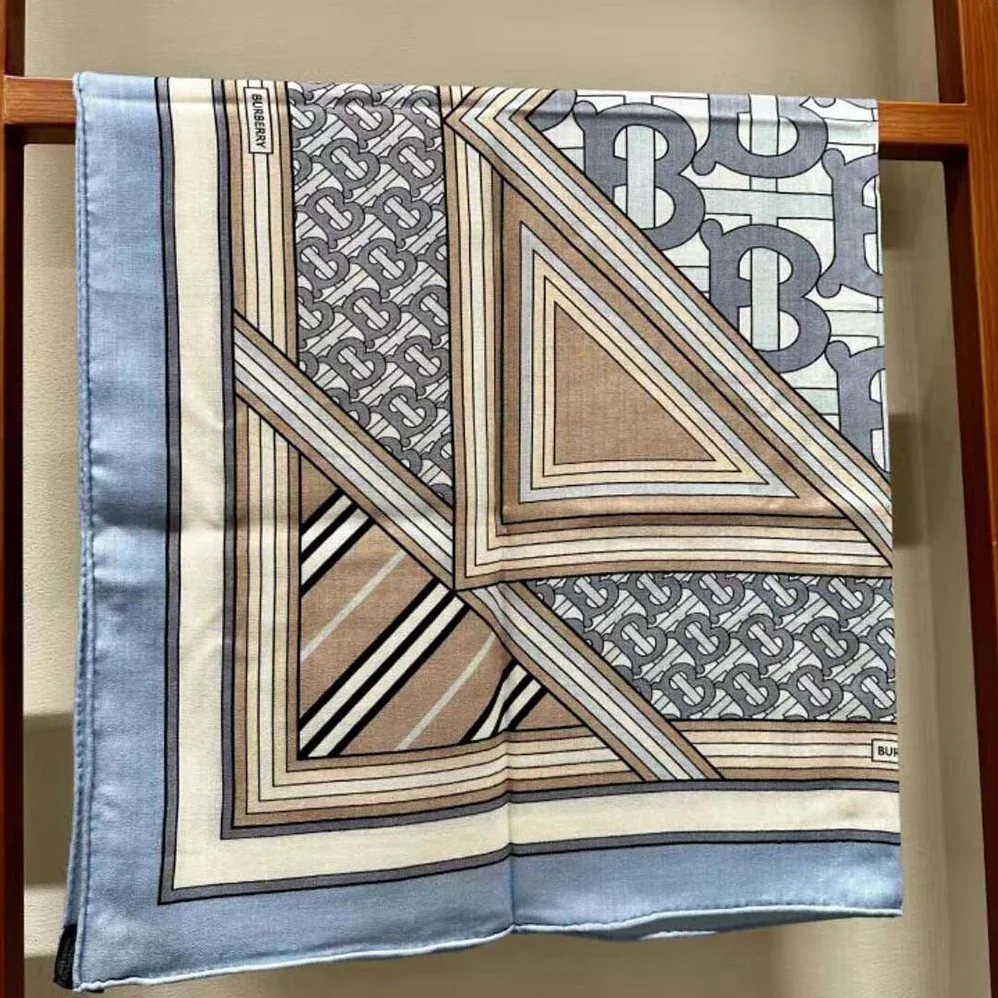 Burberry Montage Print Silk Square Scarf for Women in Blue Burberry Montage Print Silk Square Scarf for Women in Blue