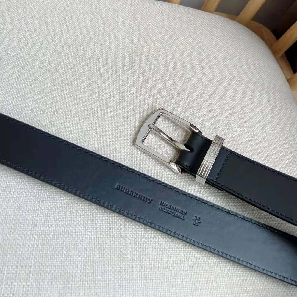Burberry Check and Leather Belt for Men