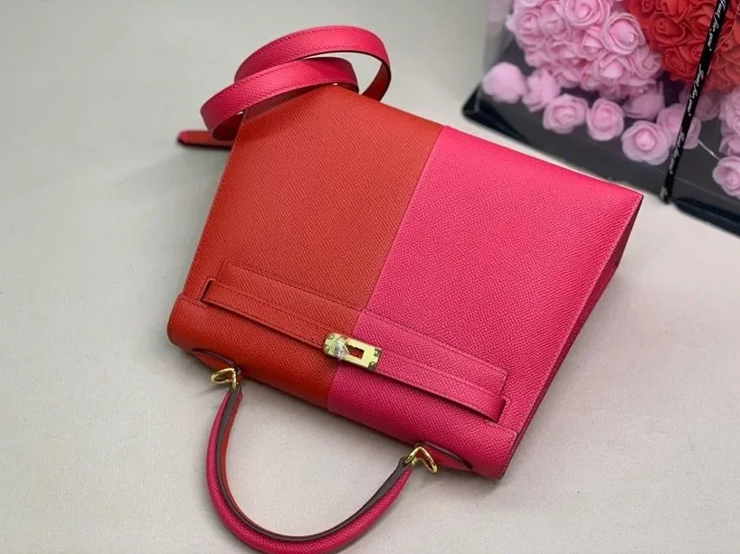 Hermes Kelly 28 Sellier Epsom Bag Red in Pink