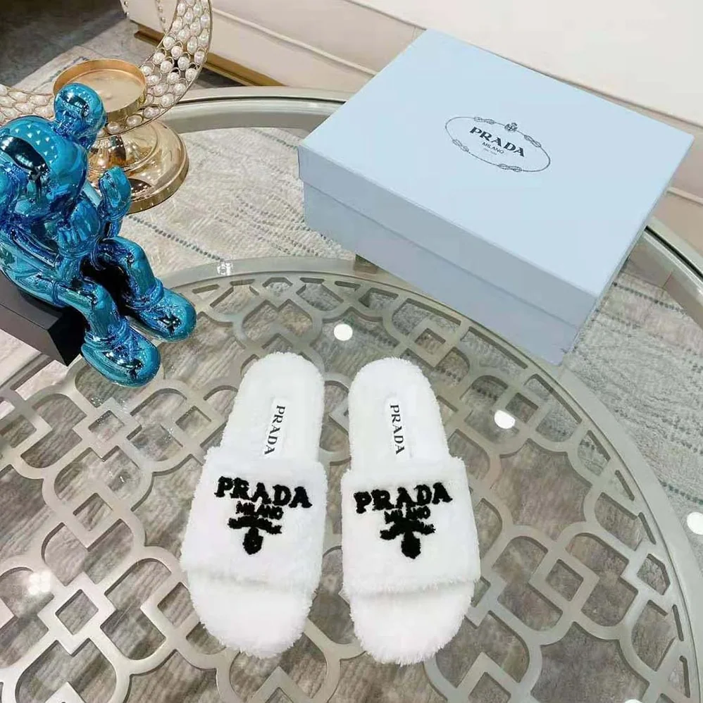 Prada Terry Cloth Slides for Women in White