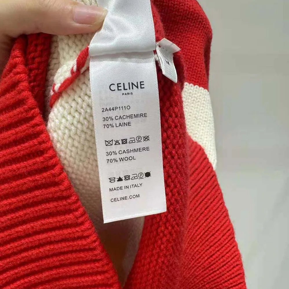 Celine Crew Neck Sweater in Wool Cashmere and Silk for Men in Red