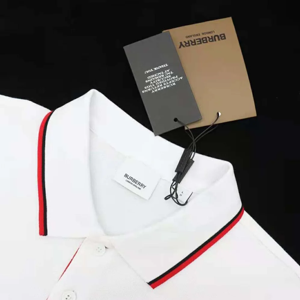 Burberry Icon Stripe Placket Cotton Pique Polo Shirt for Men in White Burberry Icon Stripe Placket Cotton Pique Polo Shirt for Men in White