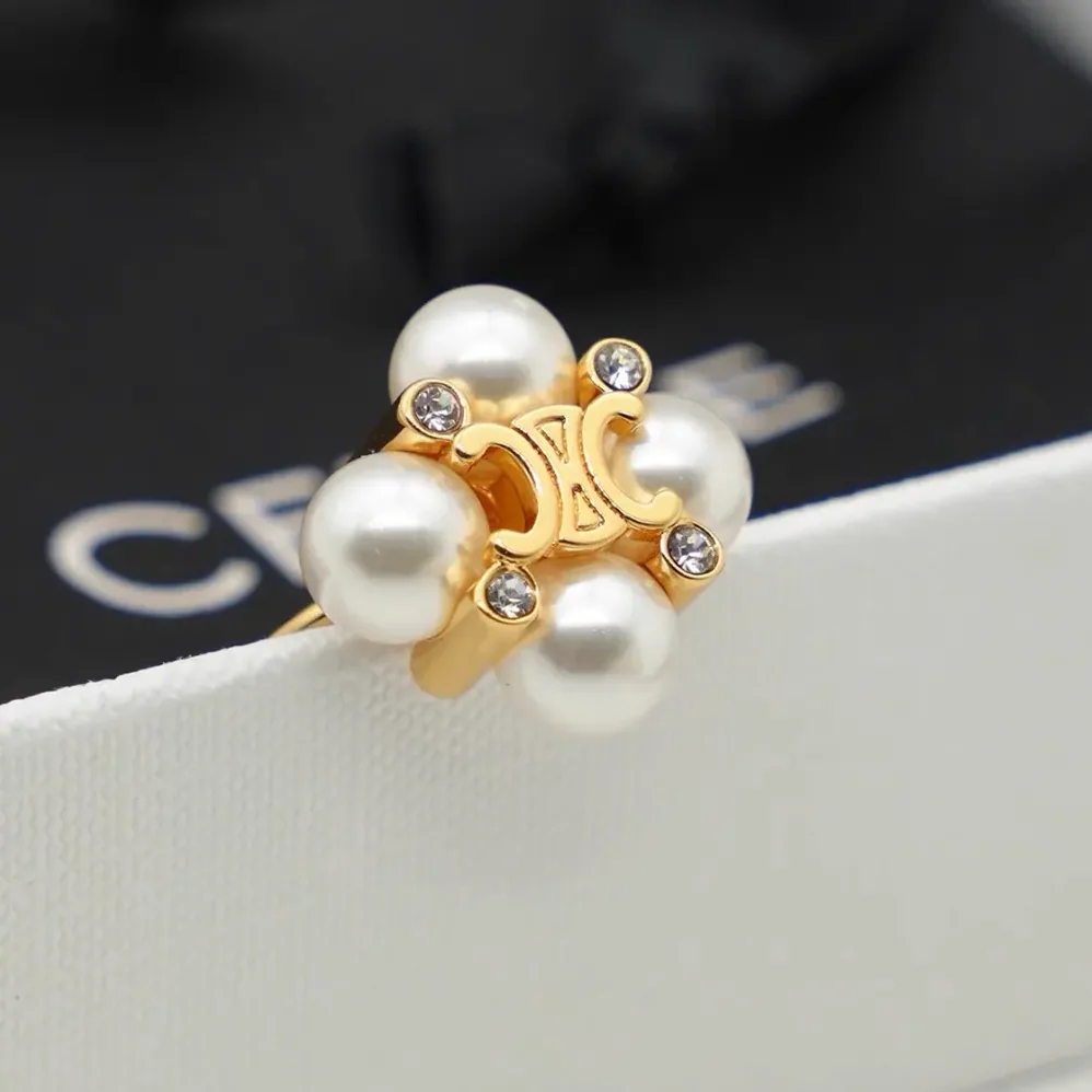 Celine Les Perles Celine Studs in Strass esin Pearls and Brass with Gold Finish for Women