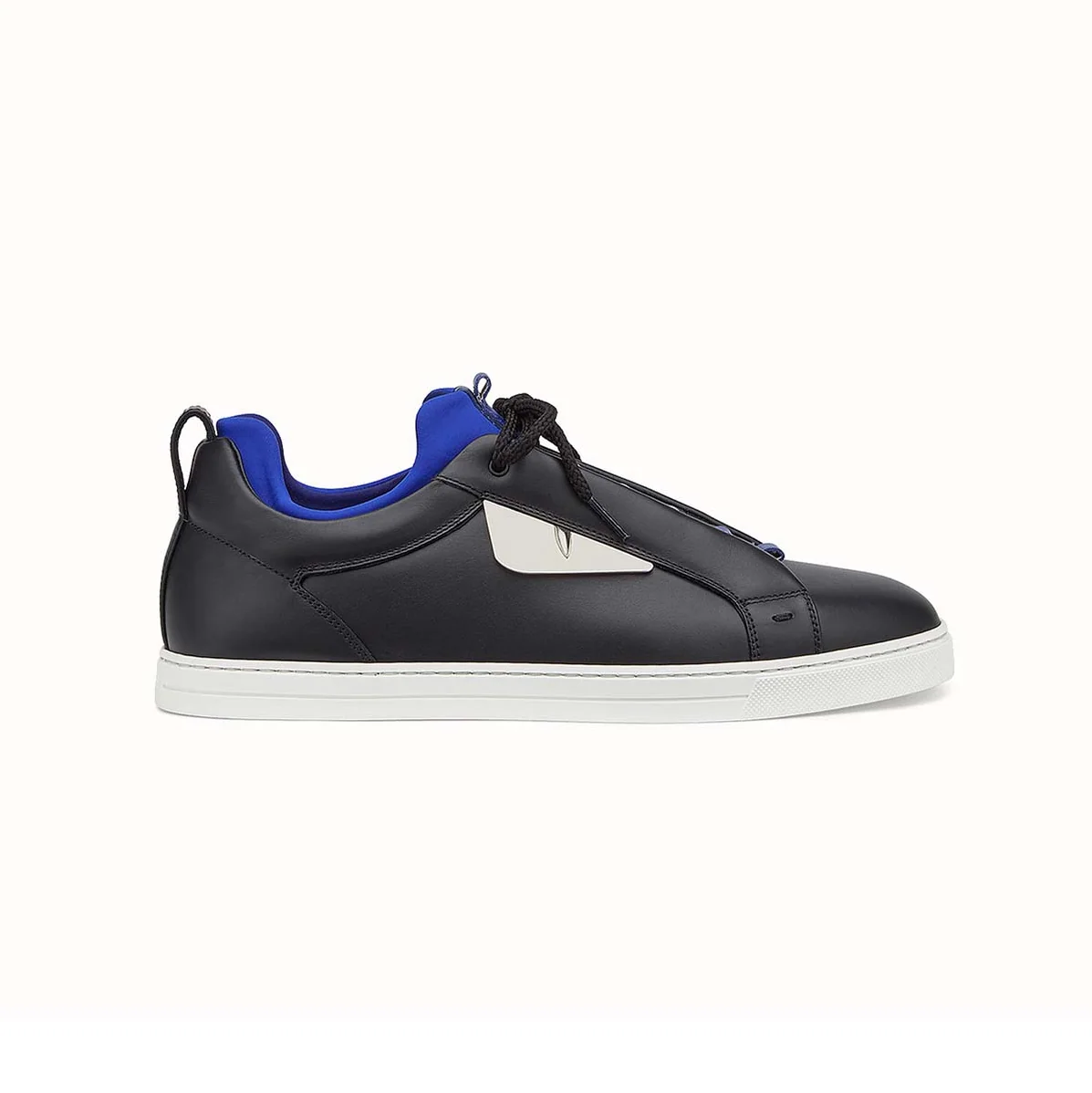 Fendi Black Leather Sneakers Shoes Black for Men