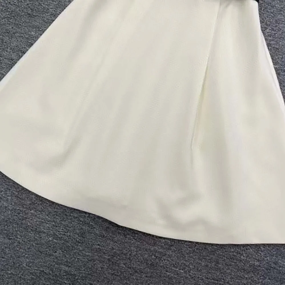 Dior Belted Short Dress White Wool and Silk for Women