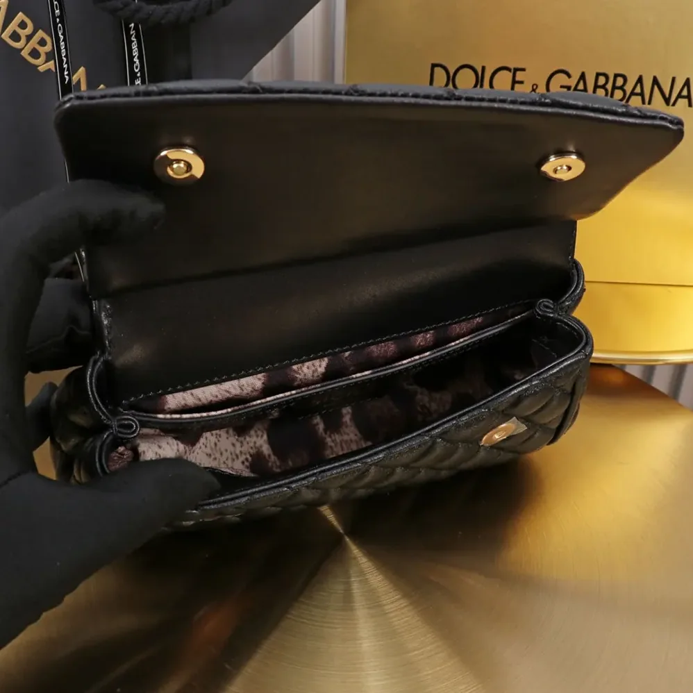 Dolce Gabbana D&G Mini Sicily Handbag in Quilted Nappa Leather for Women in Black