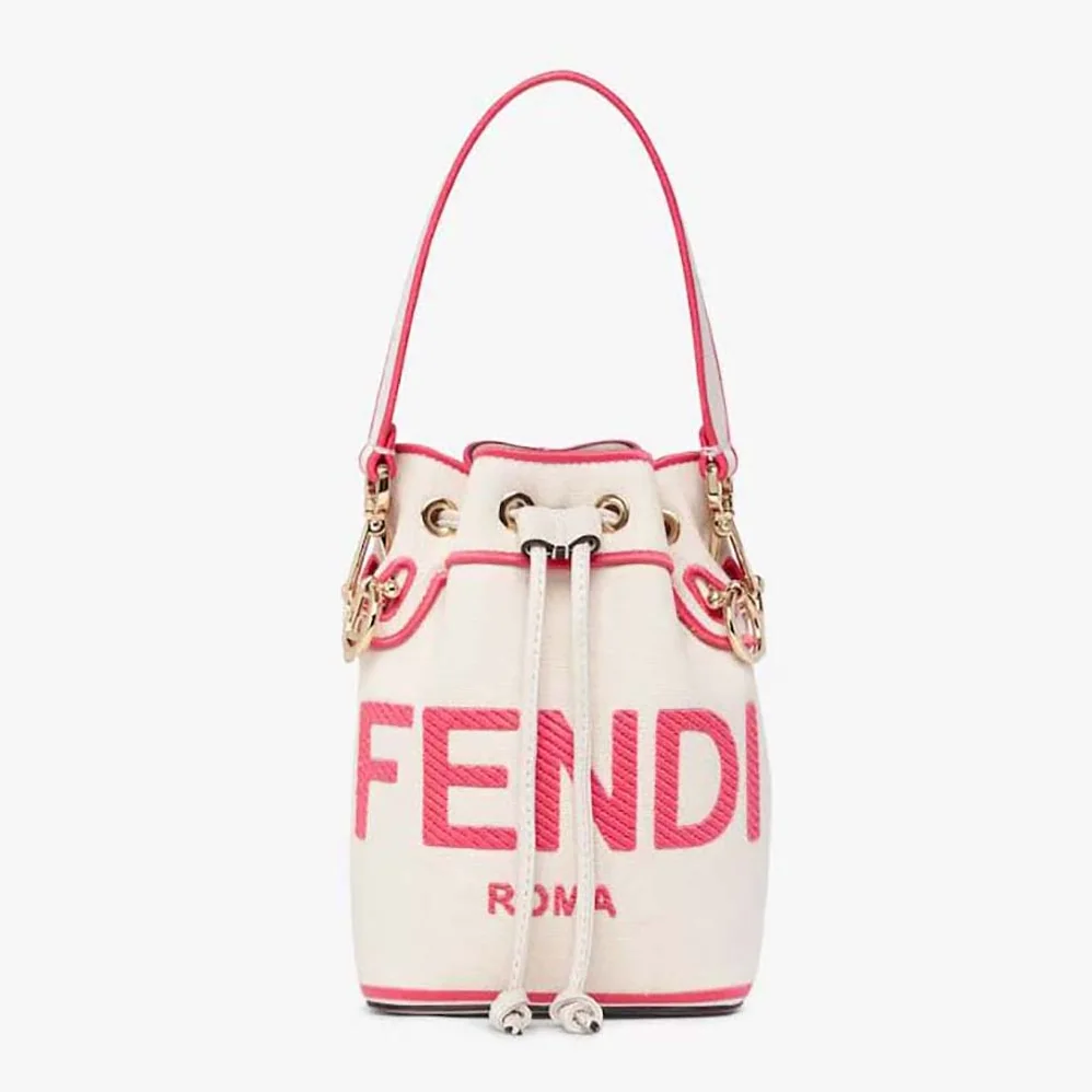 Fendi Mon Tresor Beige Canvas Mini-bag with Fendi Roma Embroidery for Women