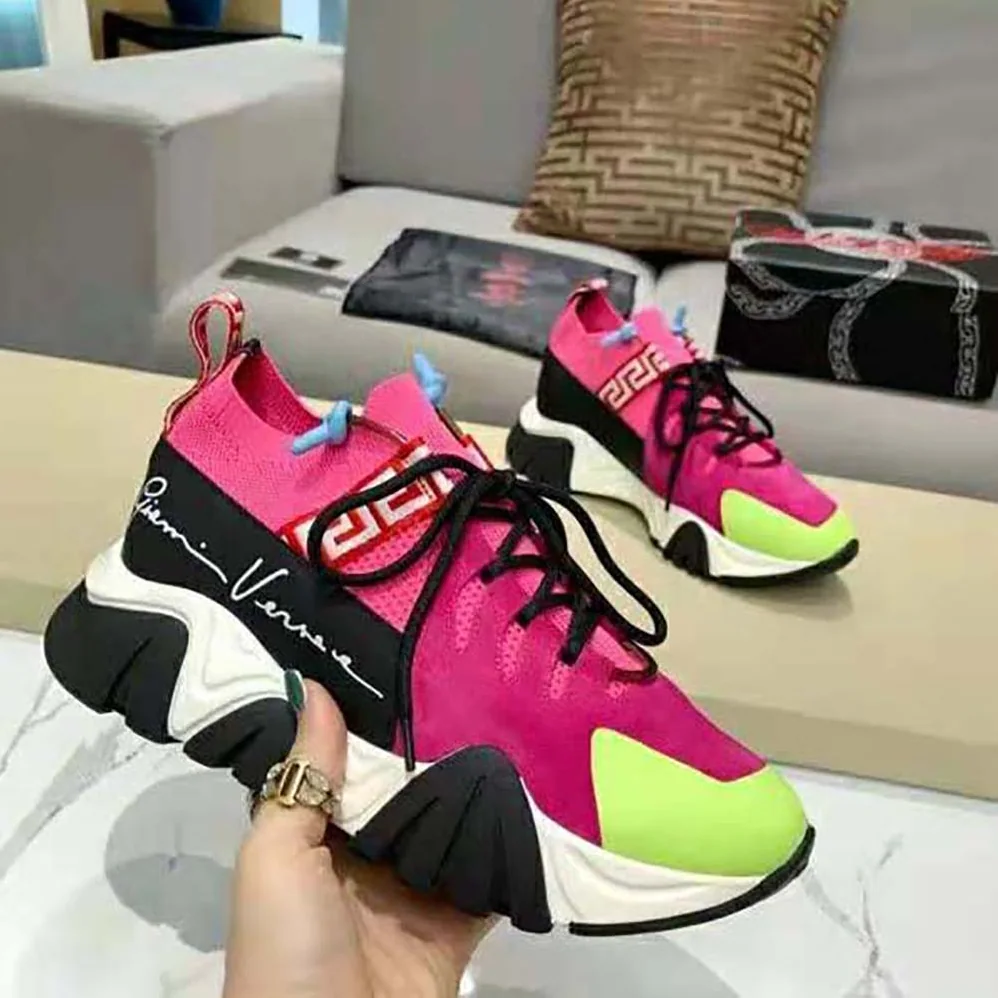 Versace Squalo Knit Sneakers for Women in Rose