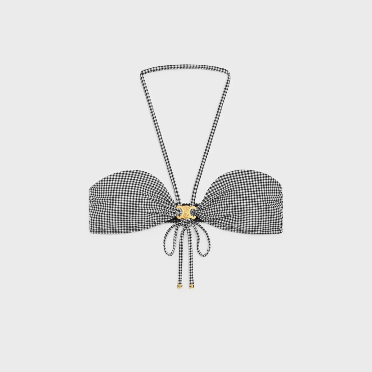 Celine Triomphe Balconette Bikini In Vichy Jersey Blanc in Noir Celine Triomphe Balconette Bikini In Vichy Jersey Blanc in Noir