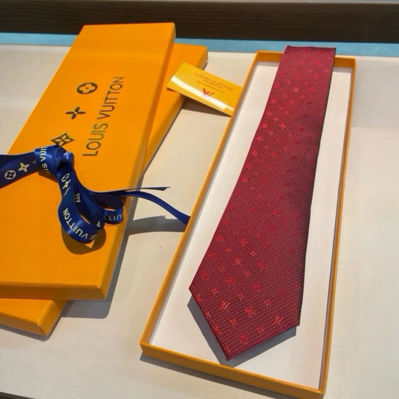 Louis Vuitton Monogram Silk Tie Deep Crimson Red