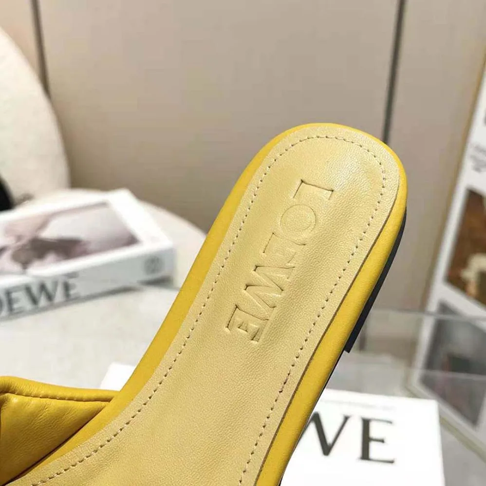 Loewe Anagram Padded Slide in Lambskin for Women in Yellow