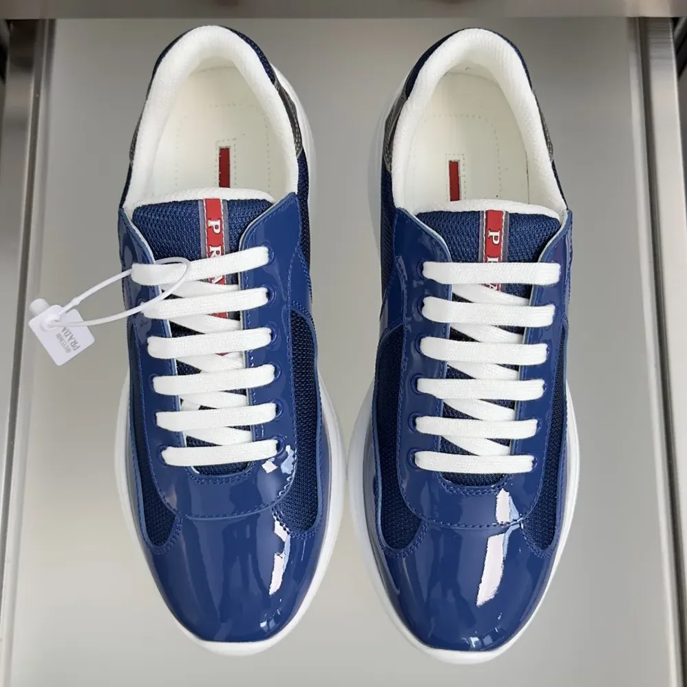Prada Patent Leather And Technical Fabric Prada America'S Cup Sneakers for Unisex in Navy