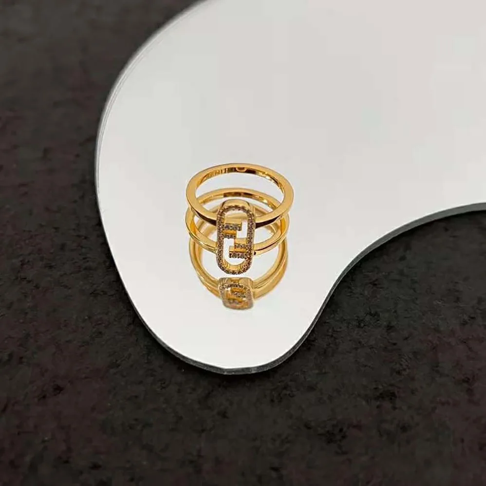 Fendi Wide-band Ring with Fendi O'Lock Motif for Women Fendi Wide-band Ring with Fendi O'Lock Motif for Women