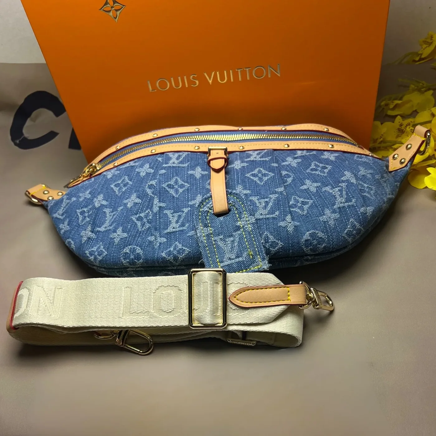 Louis Vuitton High Rise Blue Denim Bag - 15 Inches /