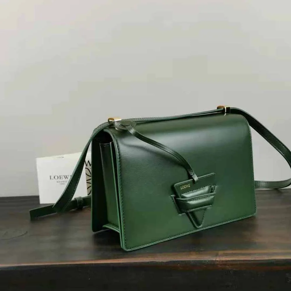 Loewe Barcelona Bag in Silk Calfskin for Women in Green