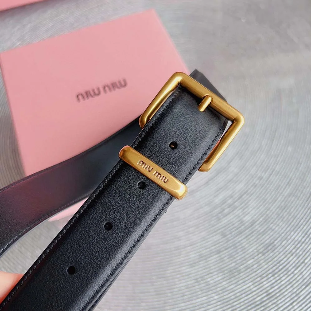 Miu Miu Leather Belt with Laser for Women in engraved Logo
