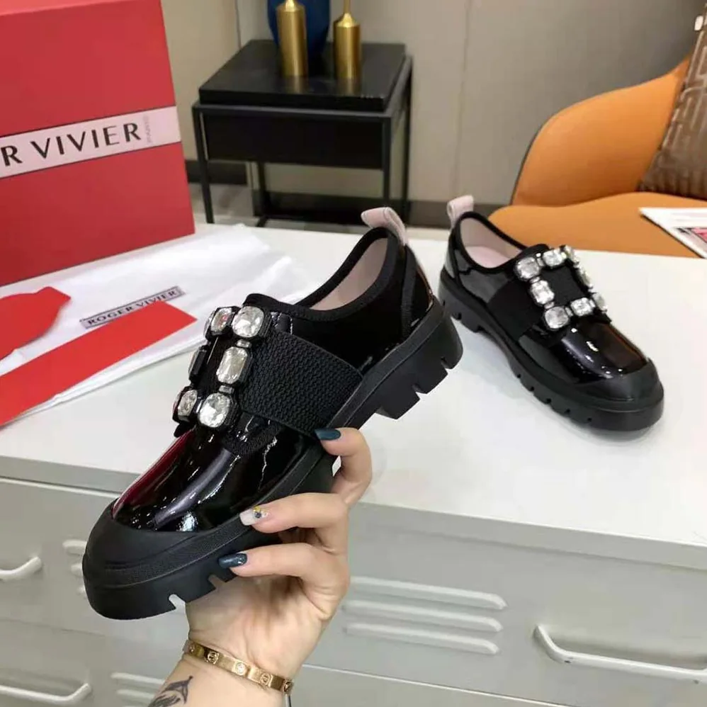 Roger Vivier Walky Viv' Strass Buckle Sneakers in Patent Leather for Women