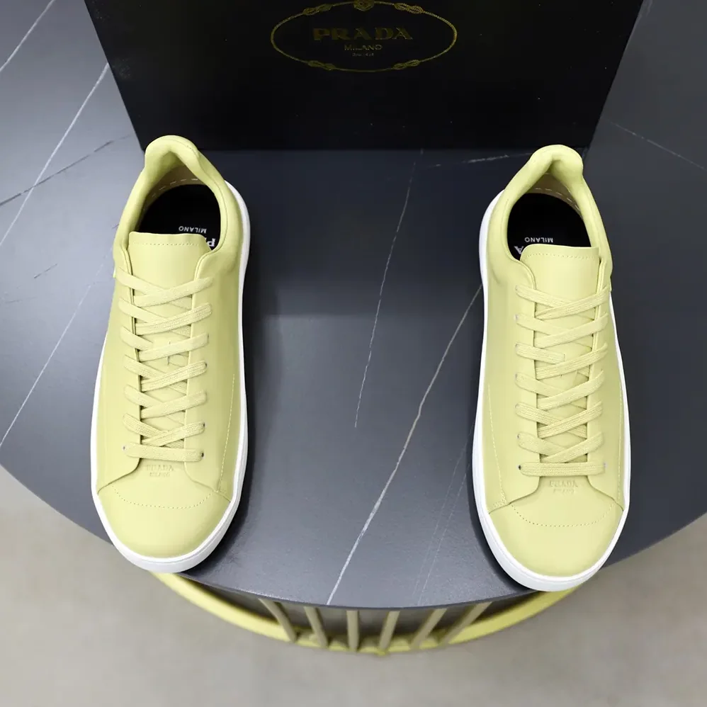 Prada Court Leather Sneakers for Unisex in Pineapple