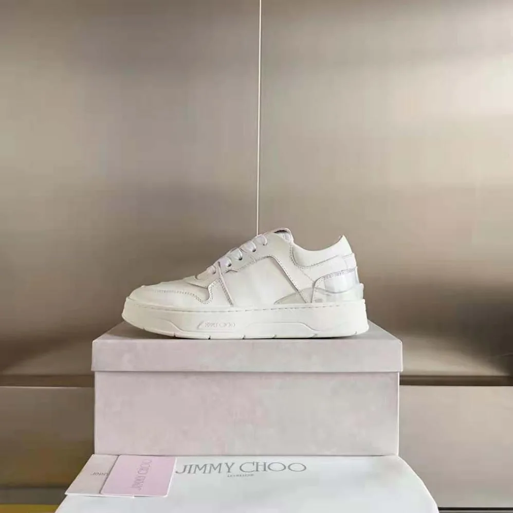 Jimmy Choo Florent/F White and Peacock Mix Leather Trainers for Women