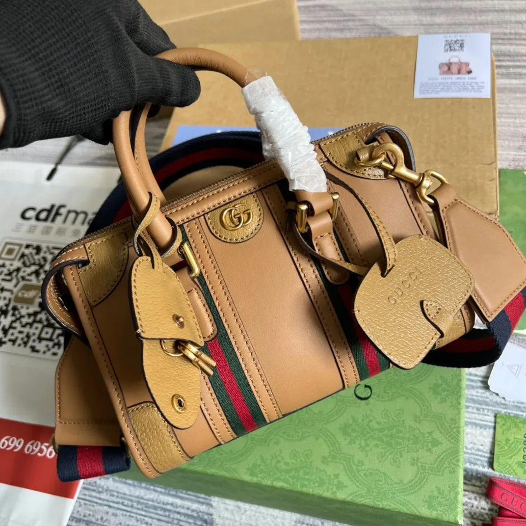 Mini Top Handle Bag With Double G White in Brown /