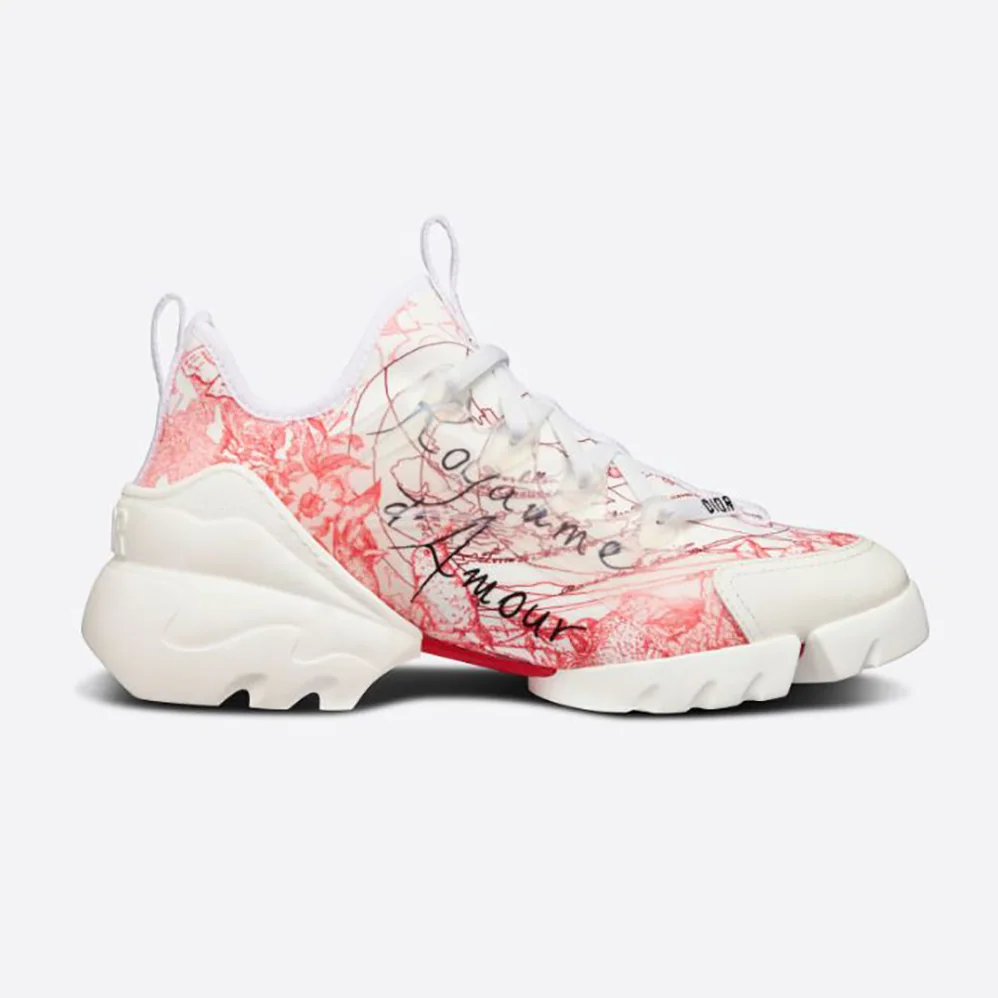 Dior D-connect Dioramour Sneaker White and Red D-Royaume d'Amour Printed Technical Fabric for Women Dior D-connect Dioramour Sneaker White and Red D-Royaume d'Amour Printed Technical Fabric for Women
