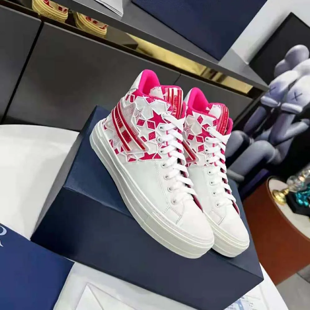 Dior Walk N Dior Star Sneaker Bright Pink and White Calfskin and Technical Fabric for Unisex
