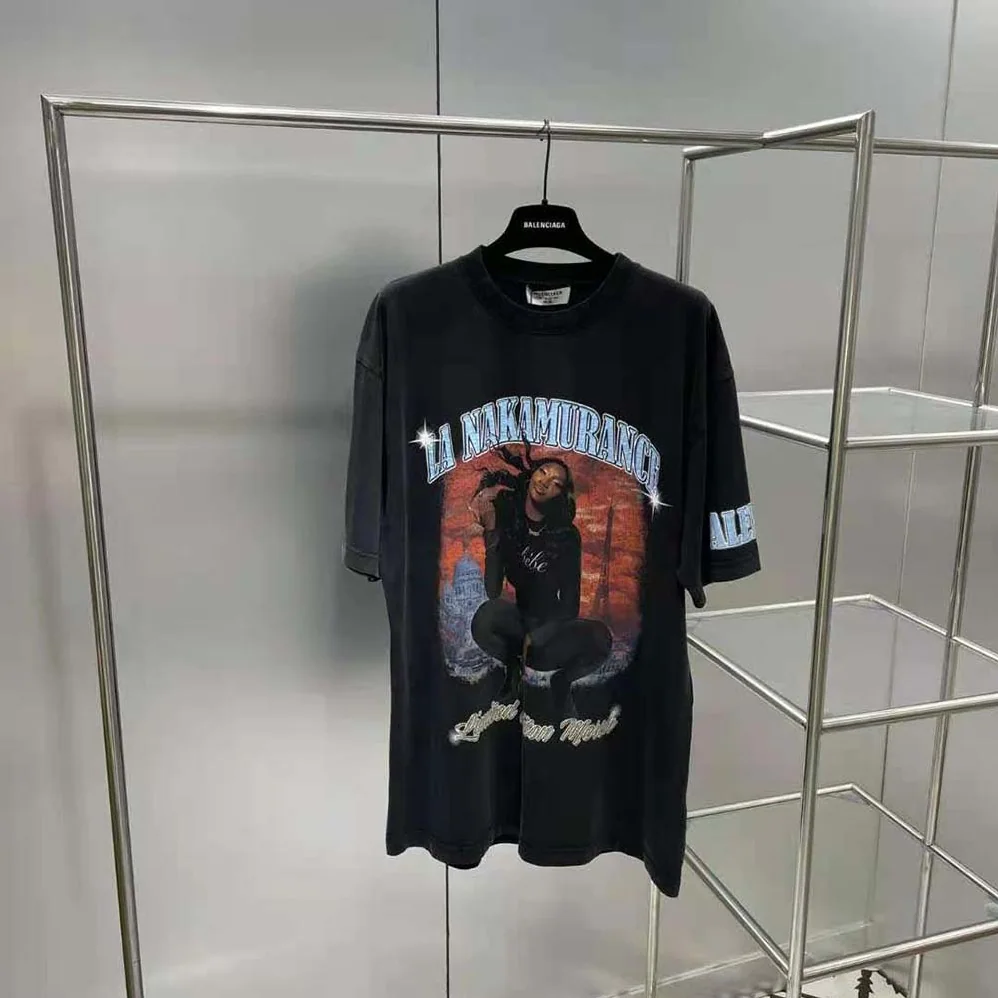 Balenciaga Music Aya Nakamura Merch T-shirt Large Fit in Black for Women Balenciaga Music Aya Nakamura Merch T-shirt Large Fit in Black for Women
