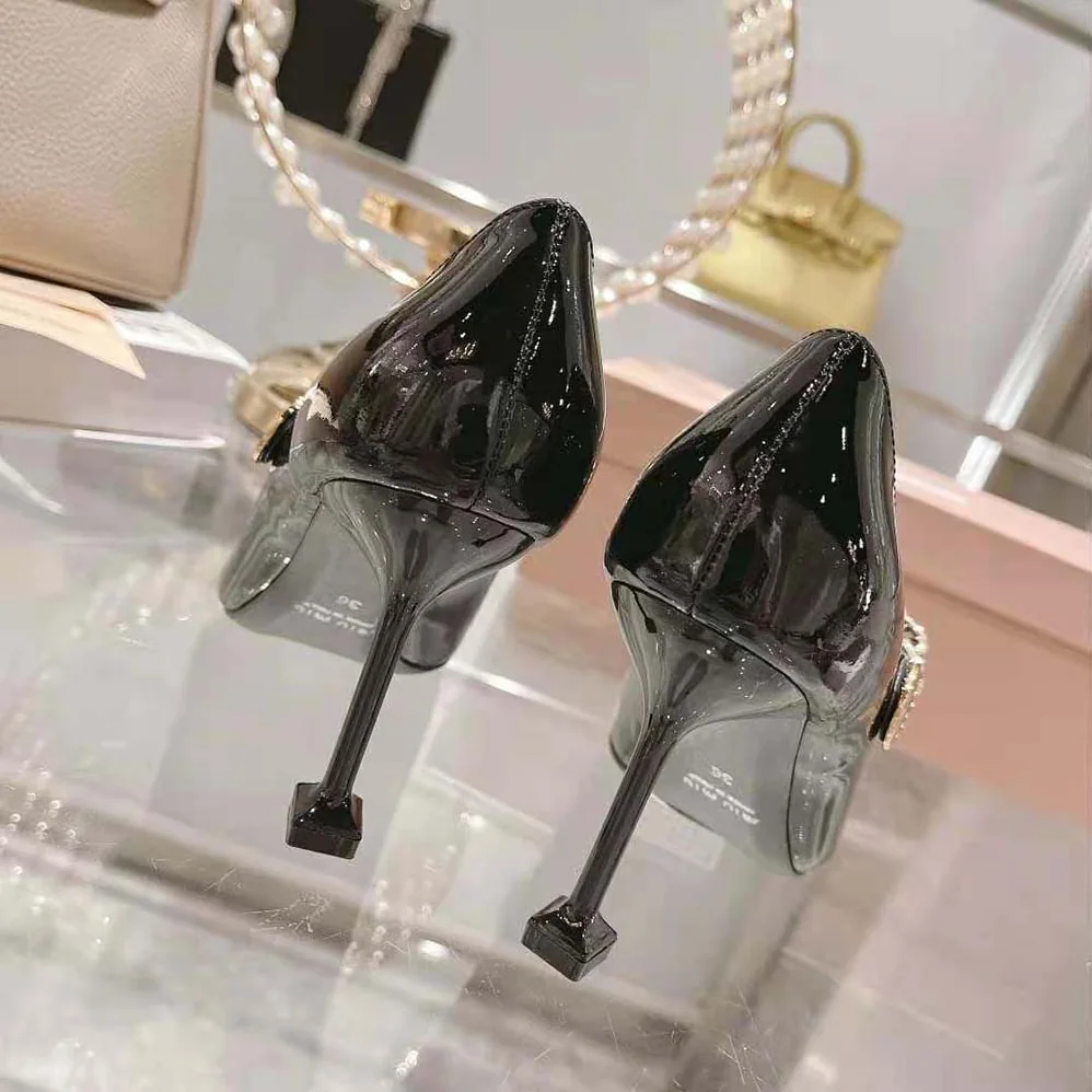 Miu Miu Patent Leather Pumps in 85mm Heel Height for Women in Black Miu Miu Patent Leather Pumps in 85mm Heel Height for Women in Black