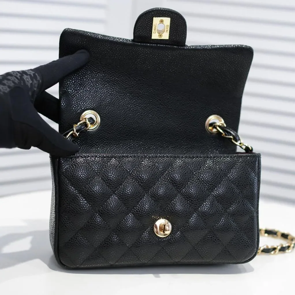Chanel Classic Mini Crossbody Bag in Black Gold Hardware