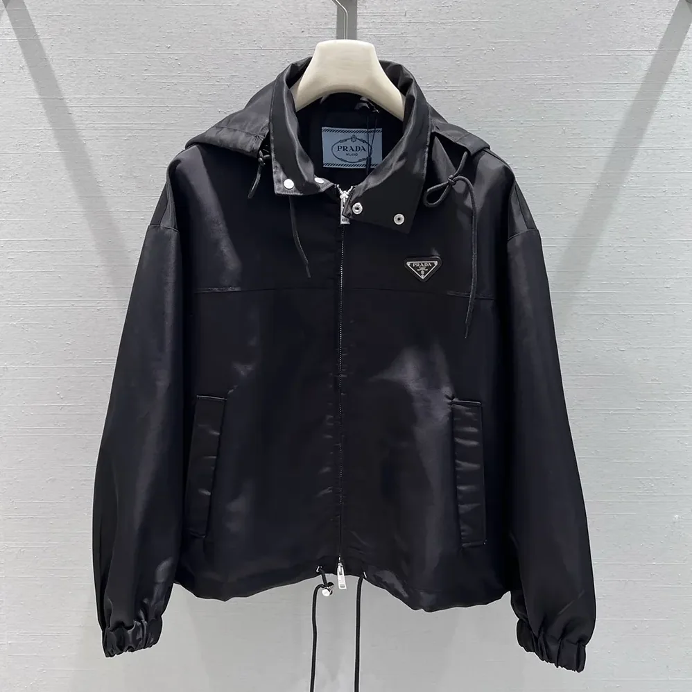 Prada Re-Nylon Blouson Jacket for Women in Black Prada Re-Nylon Blouson Jacket for Women in Black