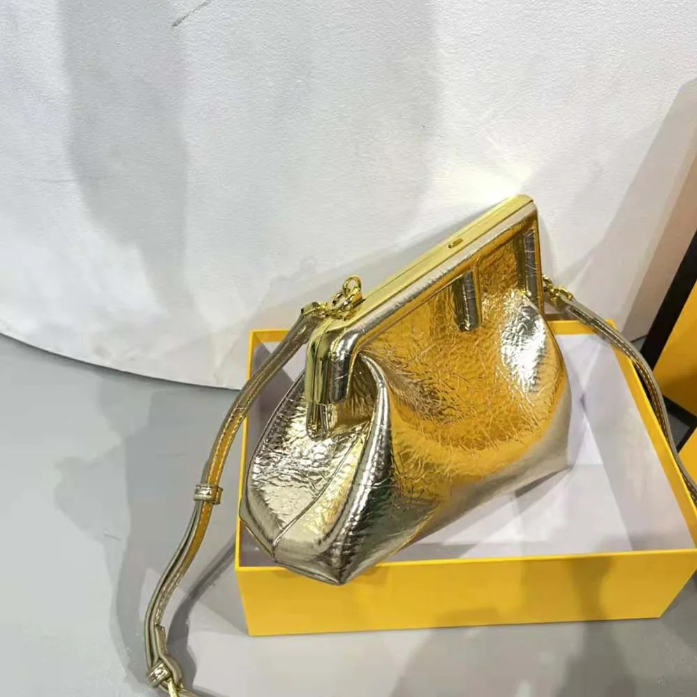 Fendi First Small Gold Laminated Leather Bag for Women Fendi First Small Gold Laminated Leather Bag for Women