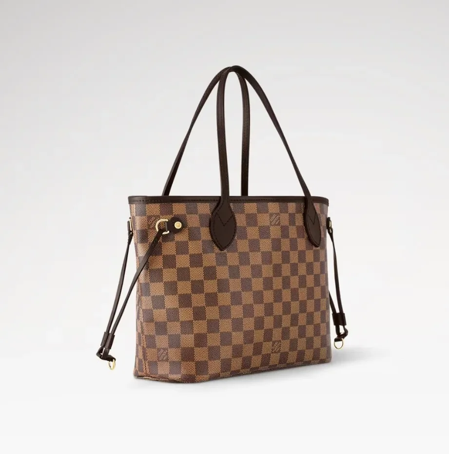 Louis Vuitton Neverfull PM Tote Bag / Red Damier Ebene Gold Hardware