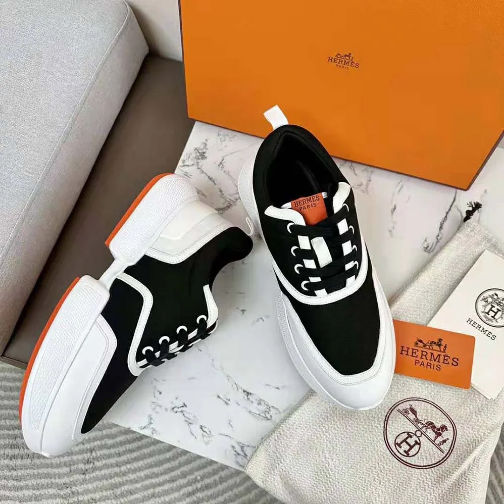 Hermes Giga Sneaker in Mesh Pique and Calfskin for Women in Black Hermes Giga Sneaker in Mesh Pique and Calfskin for Women in Black