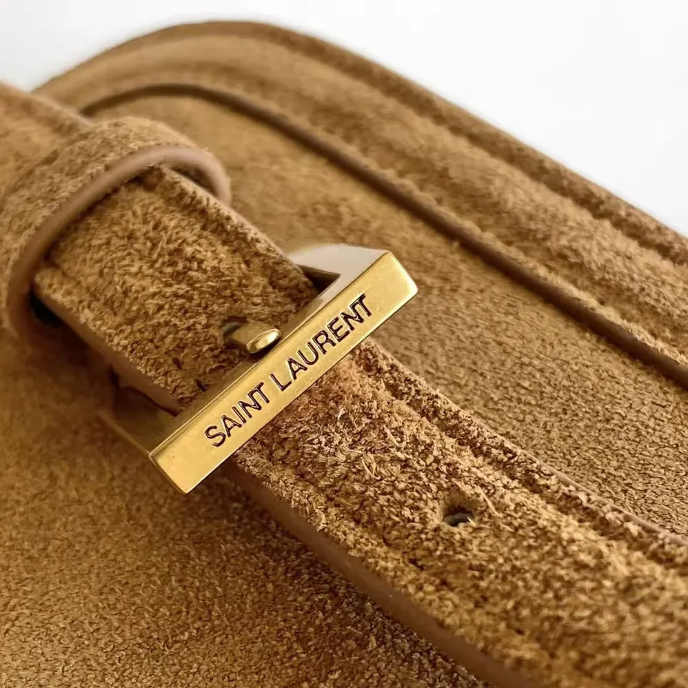 Saint Laurent YSL Solferino Small In Suede for Women in Brown Saint Laurent YSL Solferino Small In Suede for Women in Brown